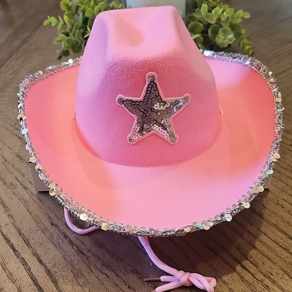 Pink Sequin Star Cowgirl Hat NWOT